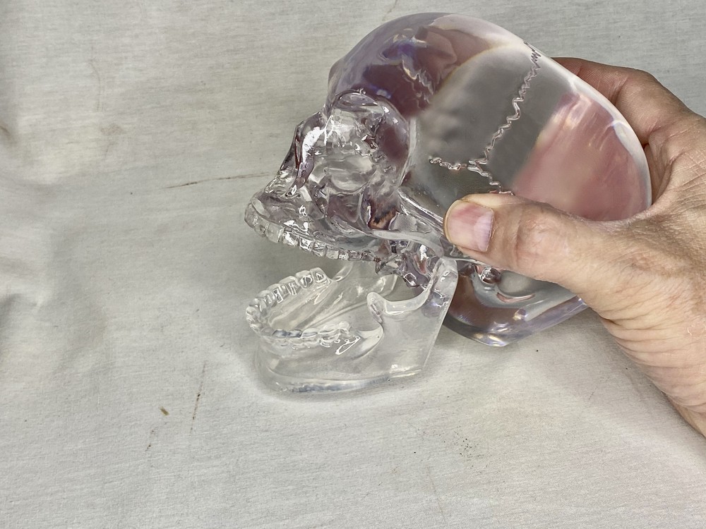 Mitchell Hedges Ancient Crystal Skull Replica, Solid Acrylic, Color Book, Signed