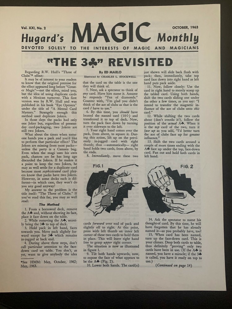HUGARD'S MAGIC MONTHLY - ORIGINAL Individual, single Issues