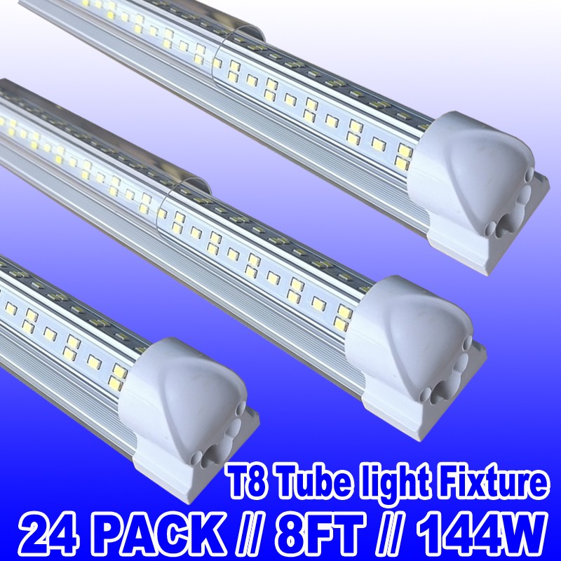 24PC 8 FOOT LED Shop Lights 144w Fixture 8FT T8 LED Tube Light 8' Garage Light