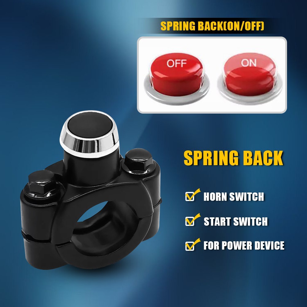 12V Motorcycle Switch Horn Handlebar Mount Push Button Momentary Start Universal