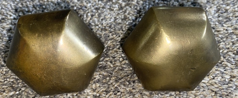 Pair of Antique Solid Brass Hexagon Door knobs