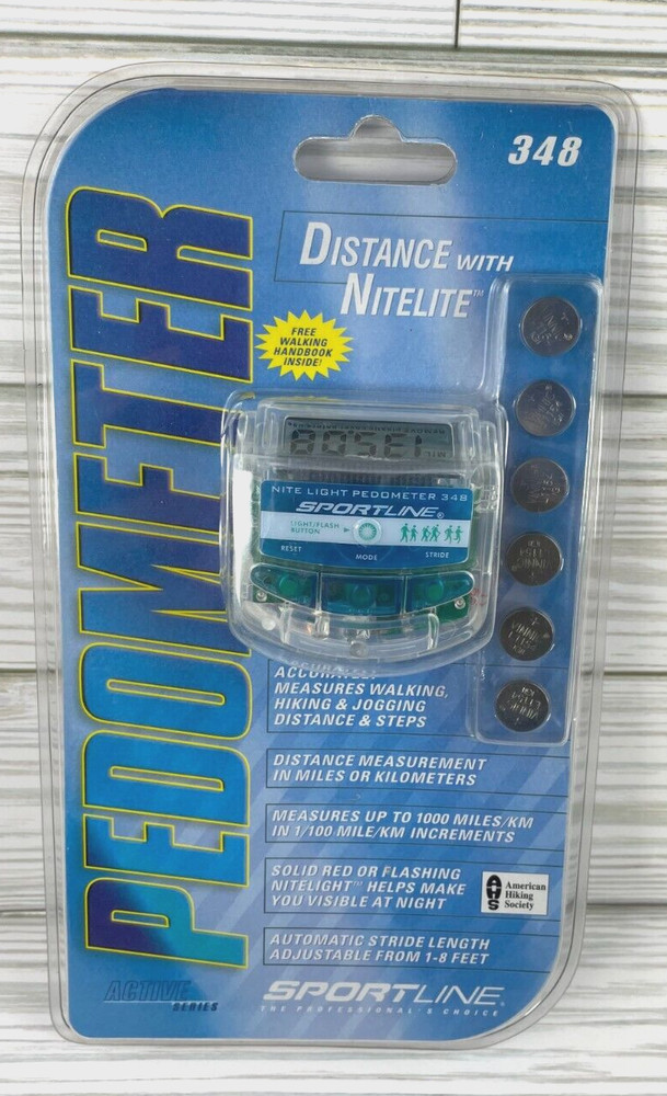 Walking Pedometer with Digital Display Night Light Stride Adjustment & Clip NOS
