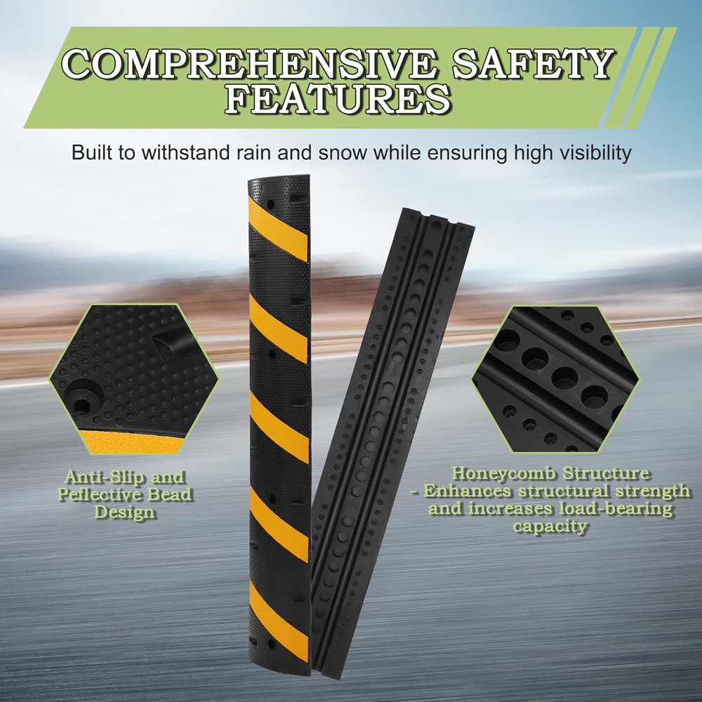 Durable Rubber Speed Bumps 2-Pack - 25K Lb Traffic Control Solution