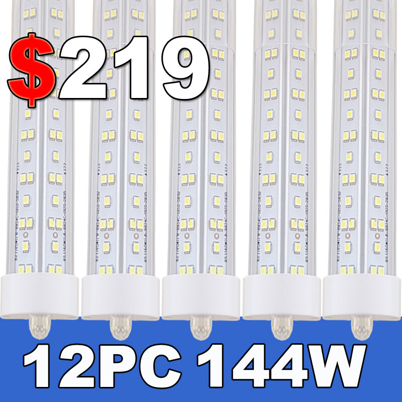 T8 8FT Led Tube Light Bulbs FA8 Single Pin 144W 8 Foot Led Shop Lights 6500K 12P