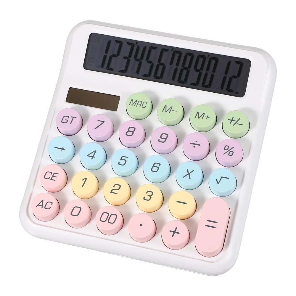 Cute Calculator Desk Calculator Basic Big Button, Colorful White