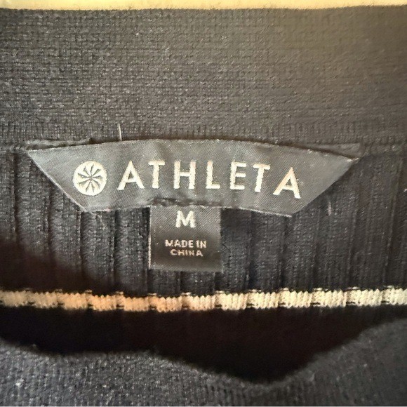 Athleta Bayside Black & White Stripe Merino Wool Blend Sweater Size Medium