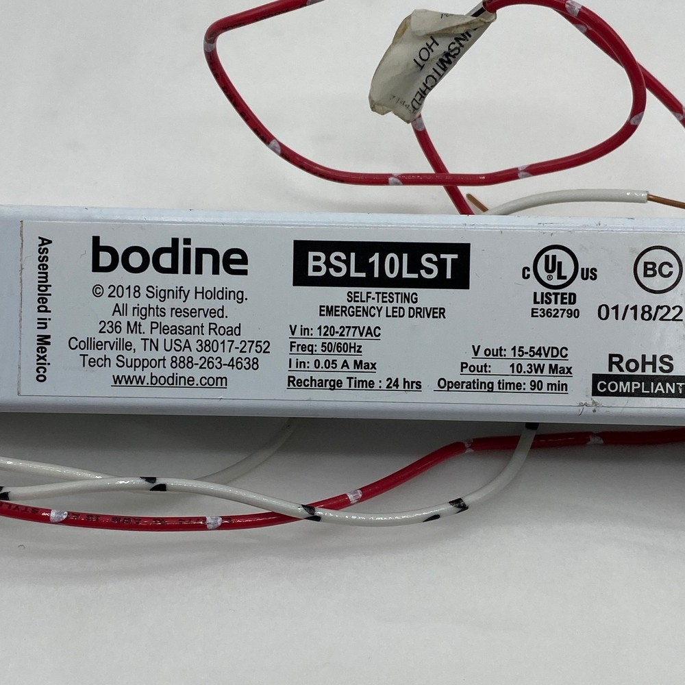 Bodine BSL10LST Self Testing Emergency Led Driver