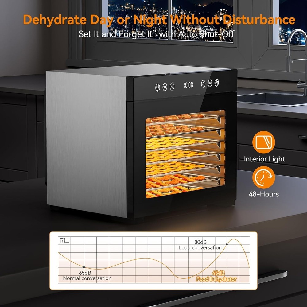 Food Dehydrator, 650W Powerful Fruit Dryer Machine w/ Adjustable Timer & Temp