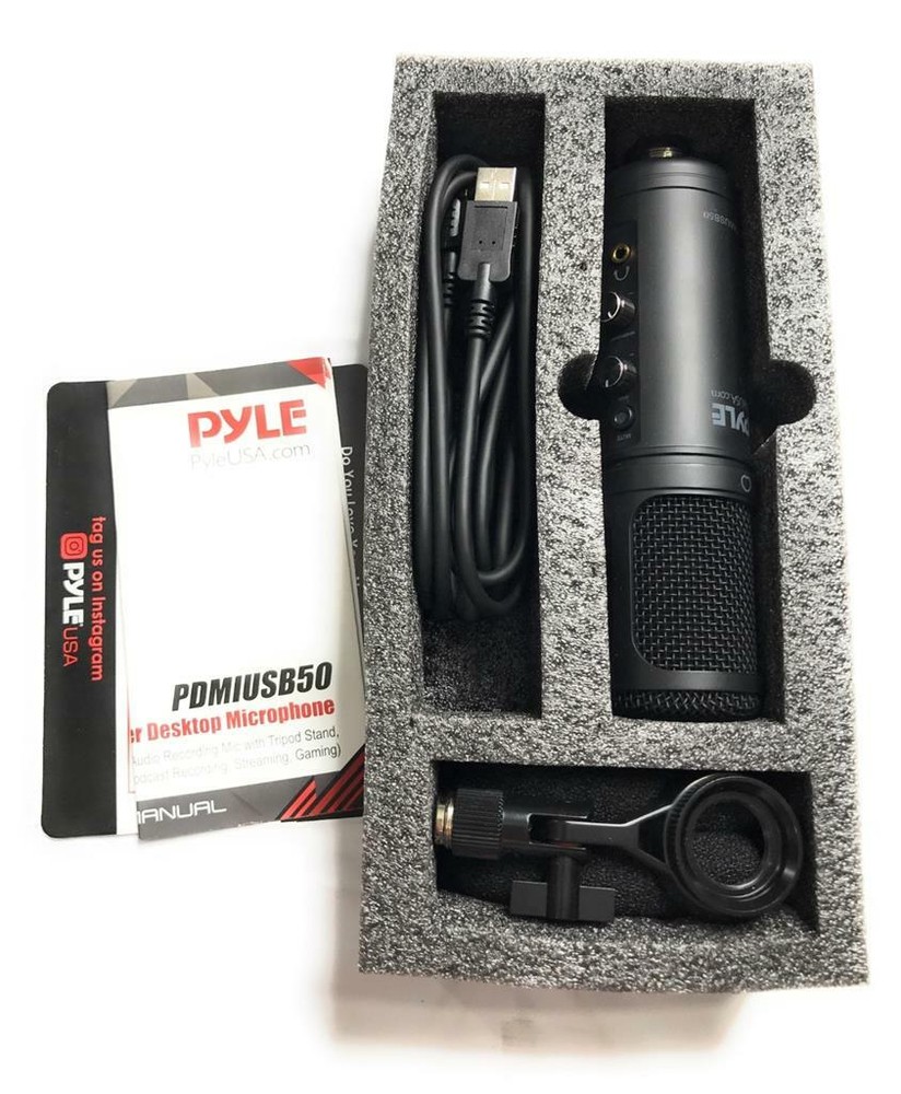 Pyle USB Plug & Play Computer Microphone, For Podcast Gaming & Streaming, Black