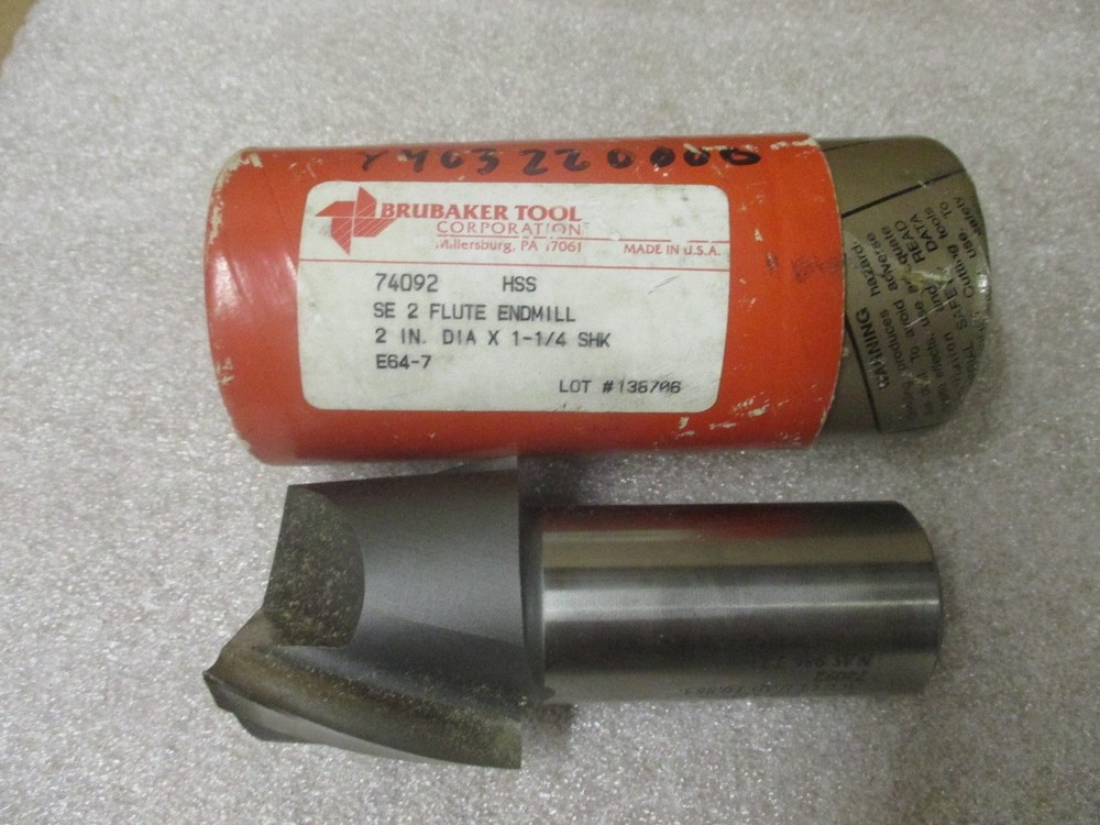 Brubaker Tool #74092 2" x 1 1/4"  HSS  End Mill
