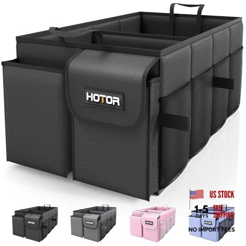 HOTOR Trunk Organizer - Car Organizer - Foldable Trunk organizer - Medium Black