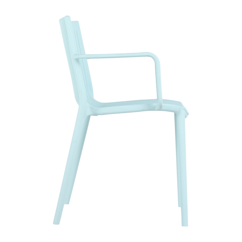 4-Pack All-Weather Polypropylene Chairs – Light Blue Stackable Lounge Chairs