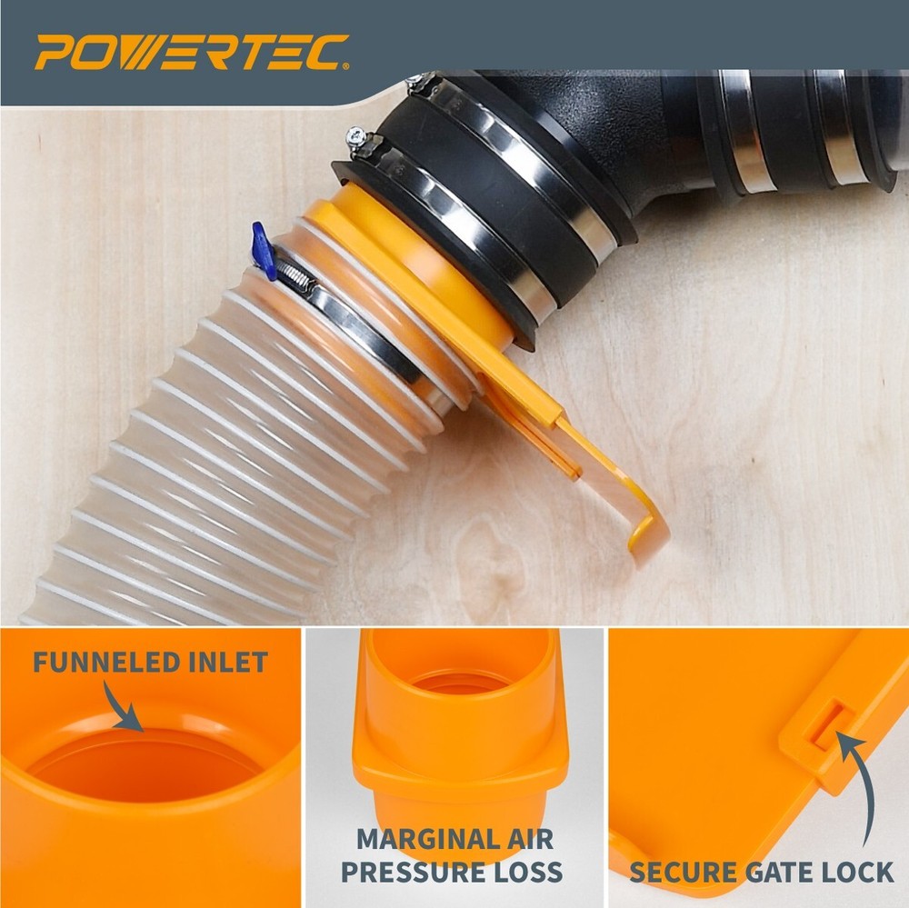 POWERTEC 4-Inch Integrated Blast Gate Clog Resistant (70295)