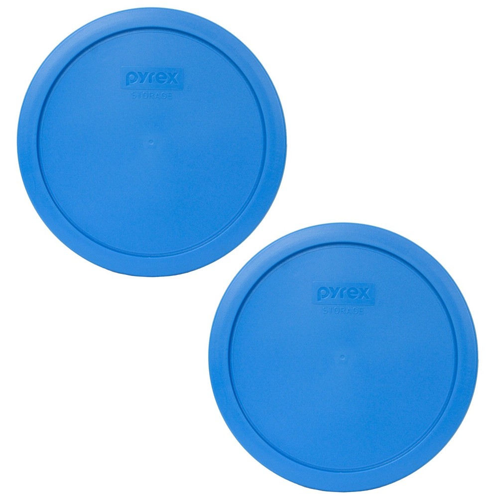 Pyrex 7402-PC Marine Blue Plastic Food Storage Replacement Lid Covers - 2 Pack