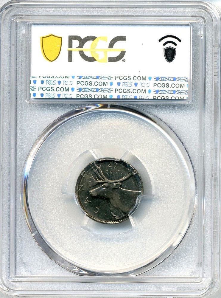 1968-1989 Canada 25 Cent MINT ERROR, Struck on 10 Cent Planchet - PCGS MS 66