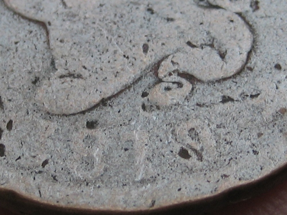 1819 Matron Head Large Cent Penny- Large Date, Rotated Reverse Die Error