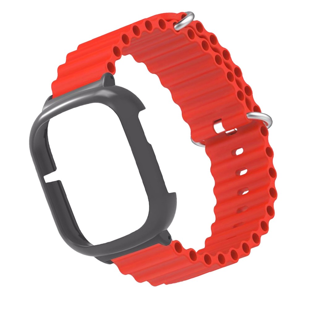 Silicone Watch Band With Case Replacement For Honor 4 Adjustable Strap (Red )