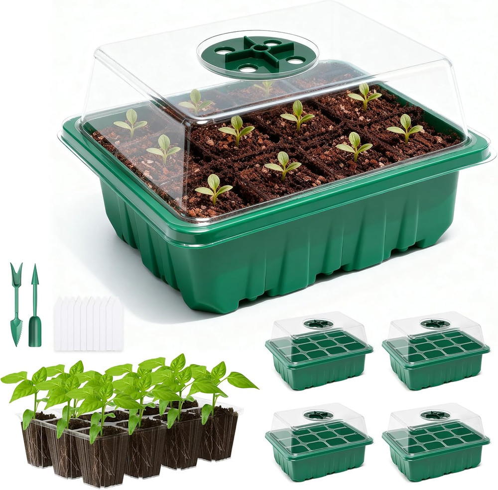 5 Packs Seed Starter Tray with Humidity Dome, Seed Starter Kit with Transparent