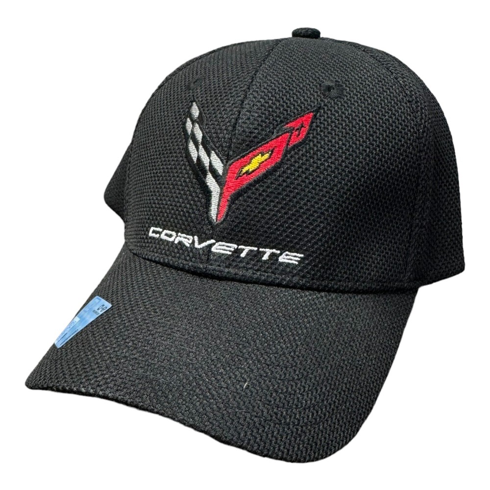 Black Flexfit Style Chevy C8 Corvette Hat / Cap (Licensed)