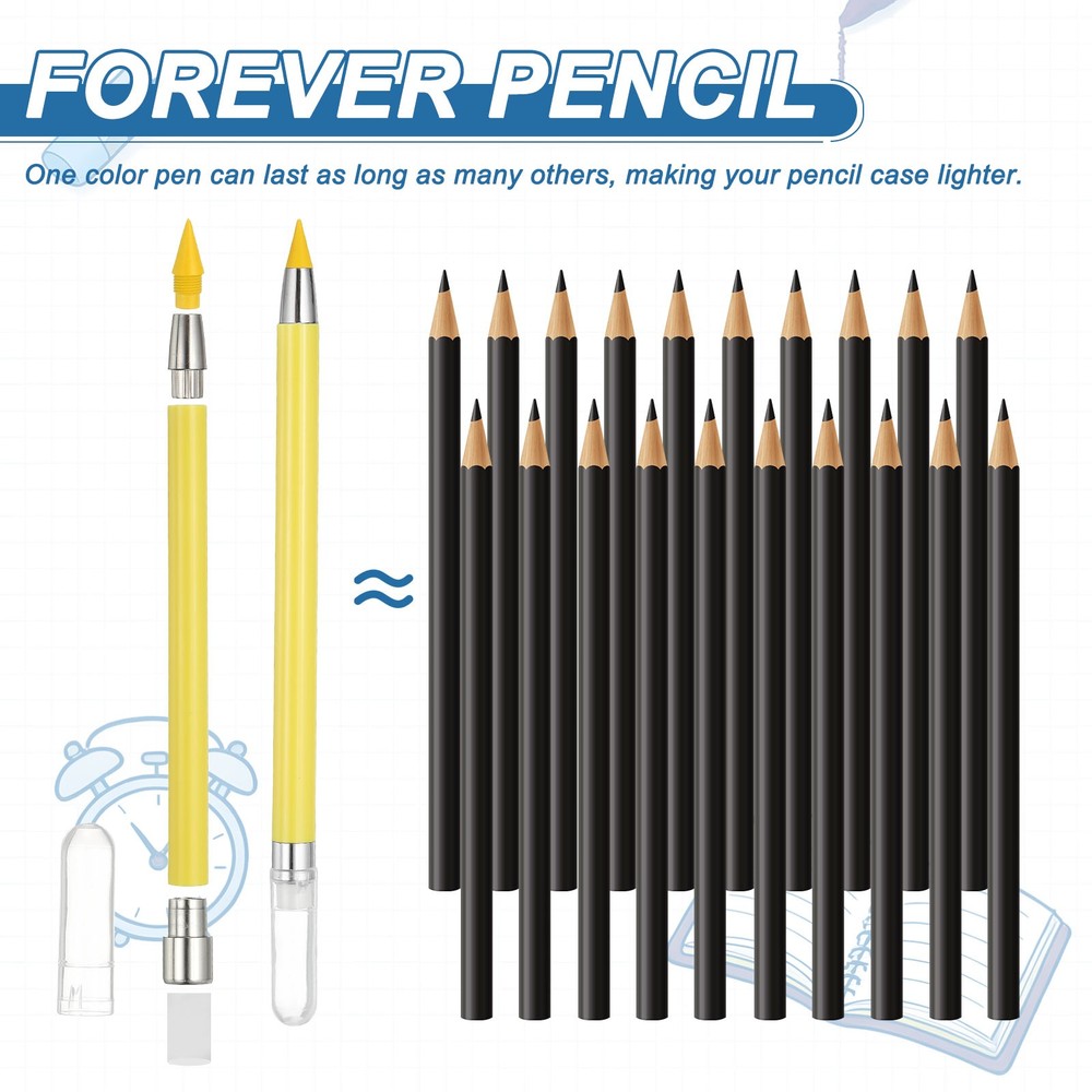 6 Pcs Mechanical Sharpened Forever Pencils Set, Pink