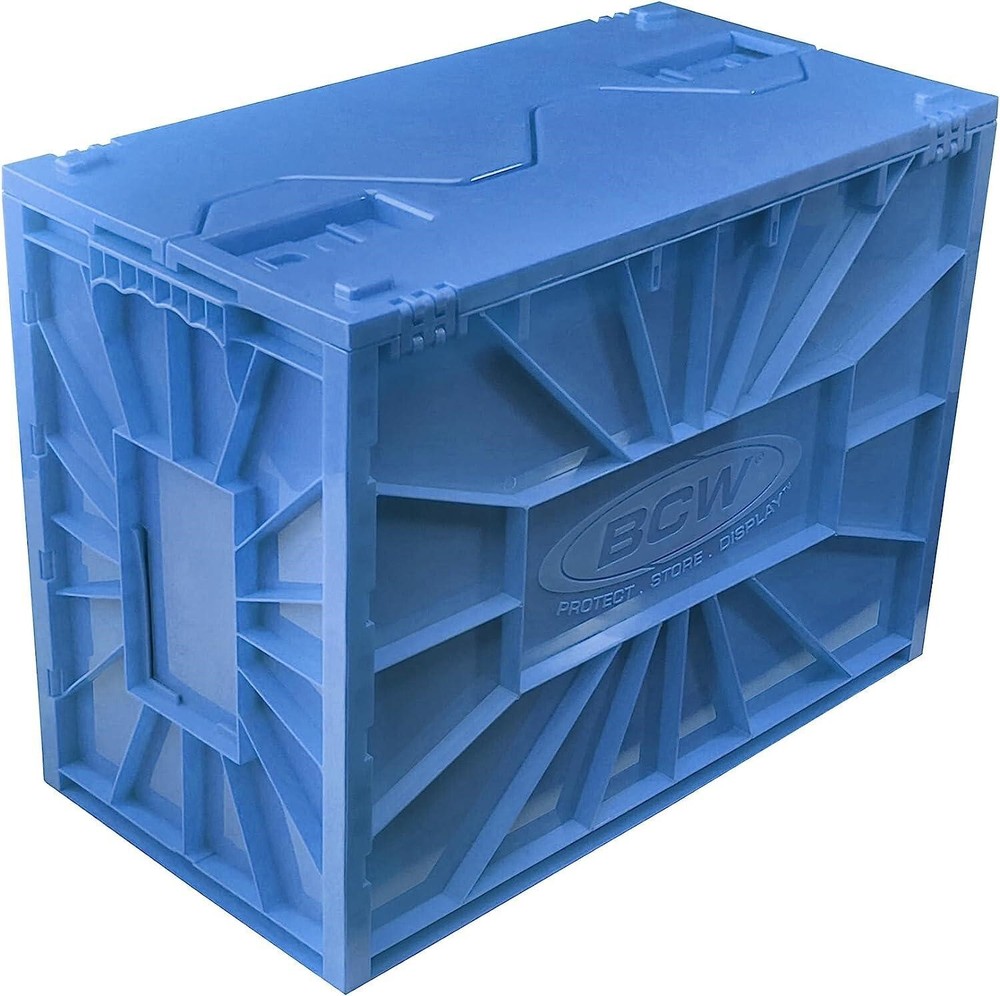 X2 BCW Comic Book Storage Bins Heavy Duty Plastic Boxes Stackable Hold 150 Blue