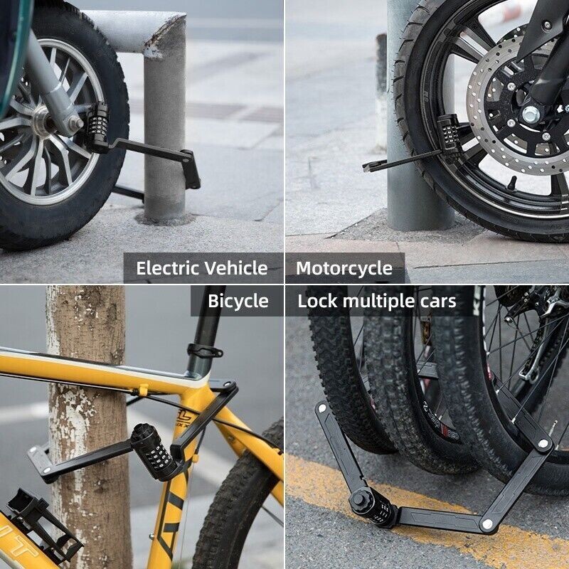 ROCKBROS Folding Bike Lock with Mount,Heavy Duty AntiTheft 4-Digit Foldable Lock