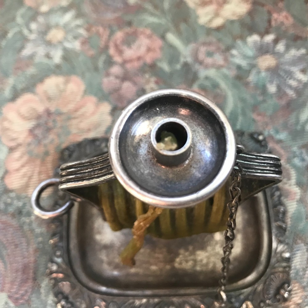 ANTIQUE SHEFFIELD SILVER PLATE CANDLESTICK HORIZONTAL WICK ROLL