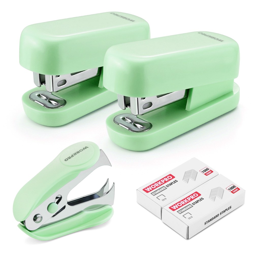 WORKPRO Small Stapler Set Mini Staplers Staple Remover With 2000PCS 26/6 Staples