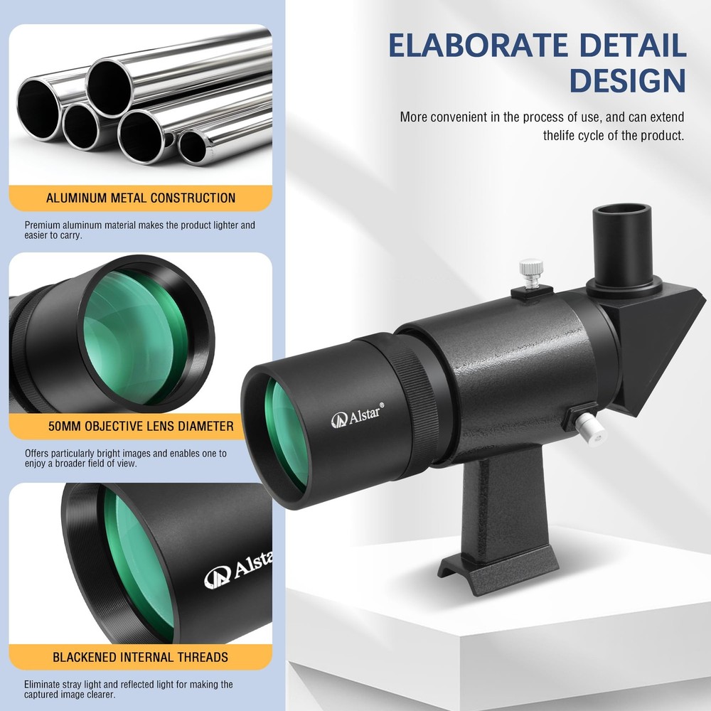 Alstar Telescope Finder Scope, Right-Angle Upright Corrected Image Optical Fi...