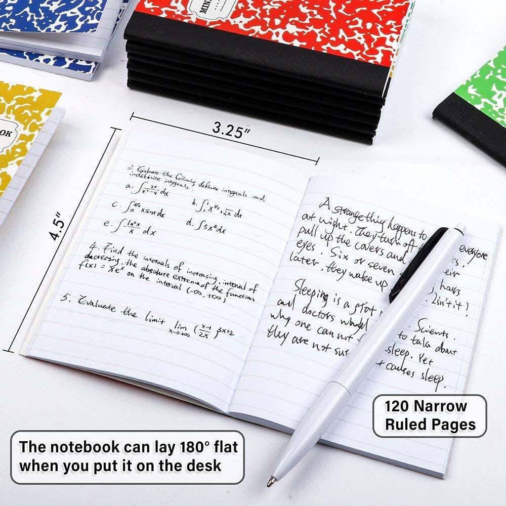 Composition Notebook, Mini Sized 30 Pack 5 Colors Narrow Ruled Mini Composition