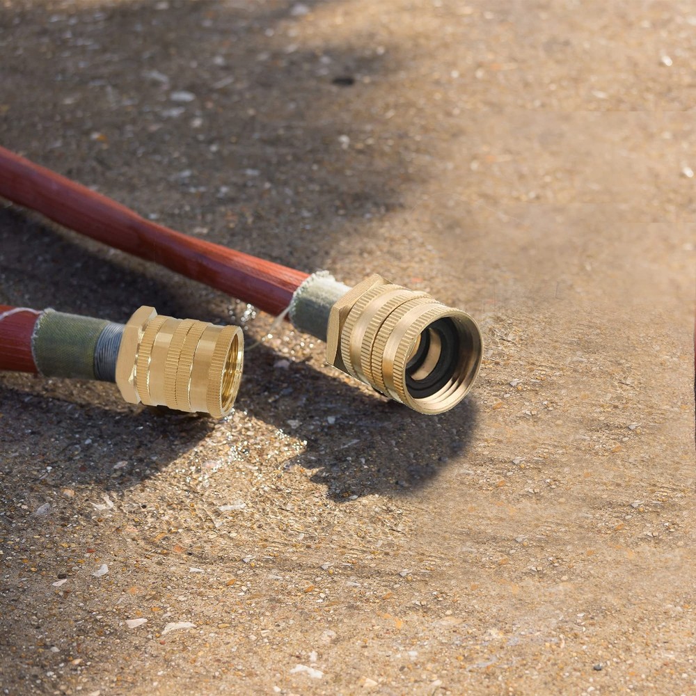 Hourleey Garden Hose Adapter, 3/4 Inch Solid Brass 2 Sets,