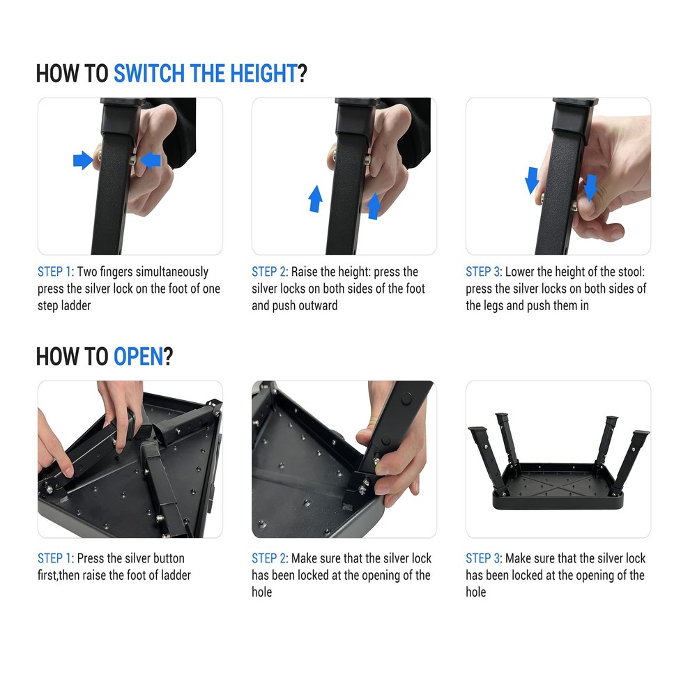 Step Stool, Adjustable Folding Step Stools for Adults and Seniors, Foldable S...