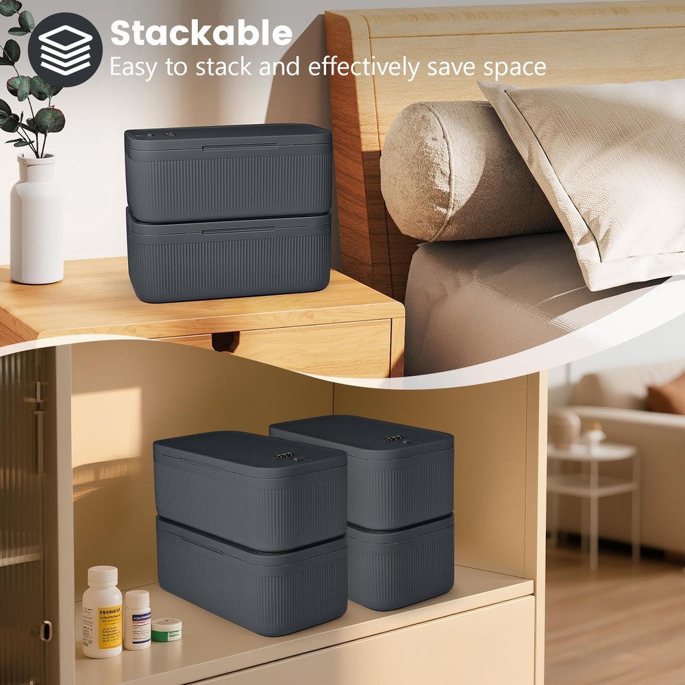 Small Lock Box,Lockable Storage Box with Combination Code for Medication Safe...