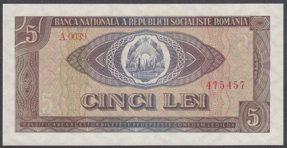 Romania 5 Lei UNC 1966
