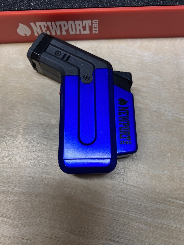 Newport Zero Small Side Single Jet Torch Cigar Lighter - Metallic Blue - New