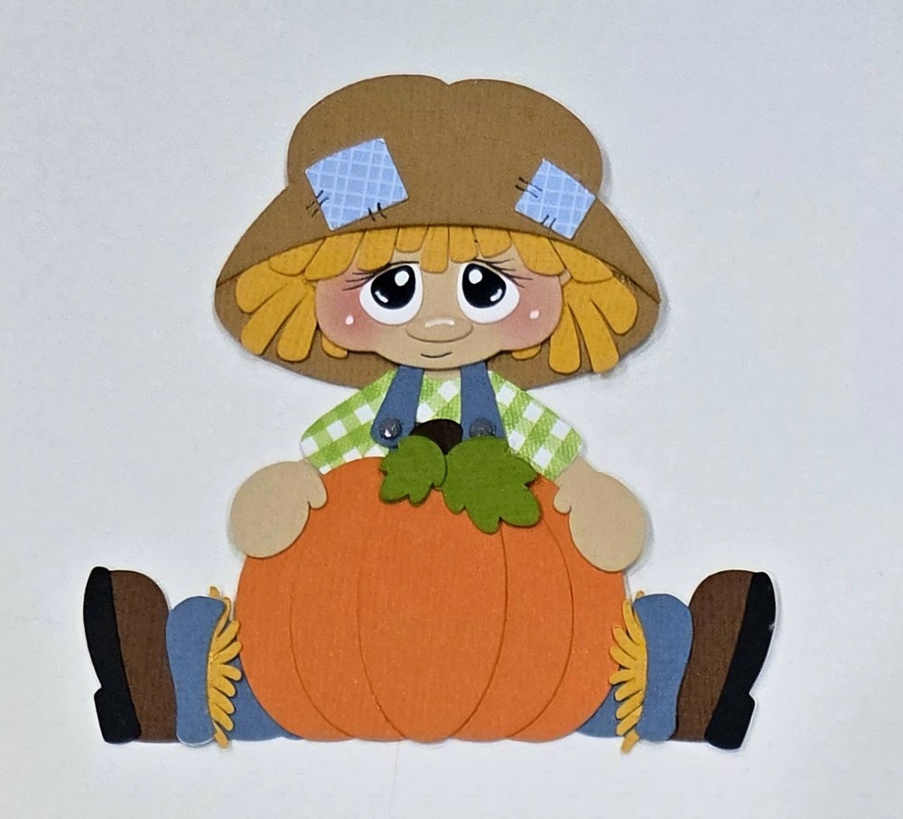 Fall Scarecrow Sitting. Scrapbook, Card Making Paper Piecing