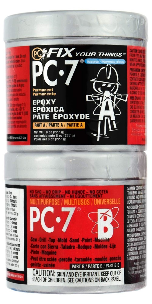 PC Products PC-7 Epoxy Adhesive Paste, Two-Part 1/2 lb in Two Cans, gray