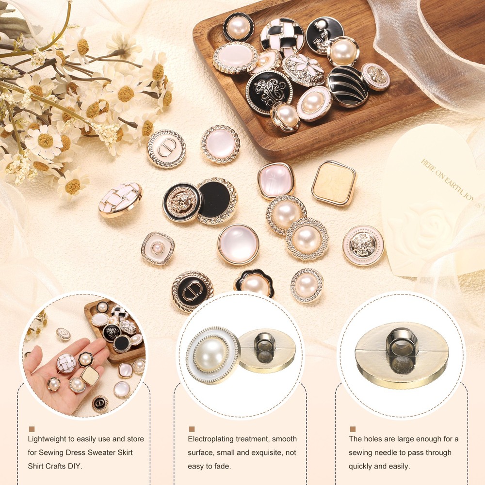 5pcs Gold Pearl Button 21mm 0.51" Thick Sewing Button Style D