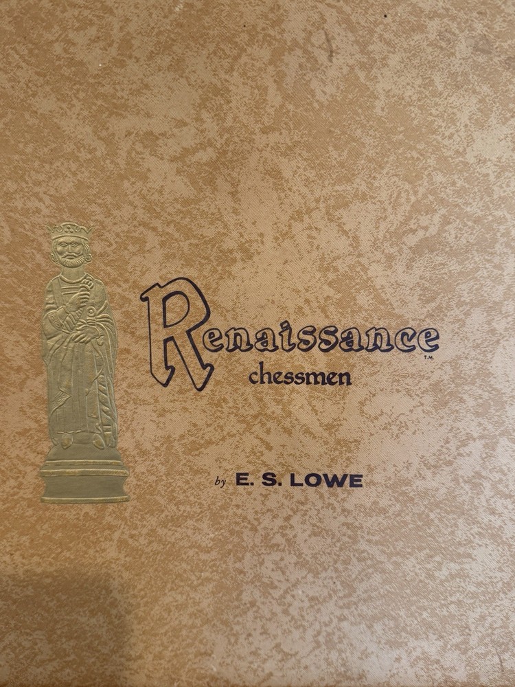 Vintage Renaissance Chess Set Figural E.S. Lowe Complete w Box Display Decor
