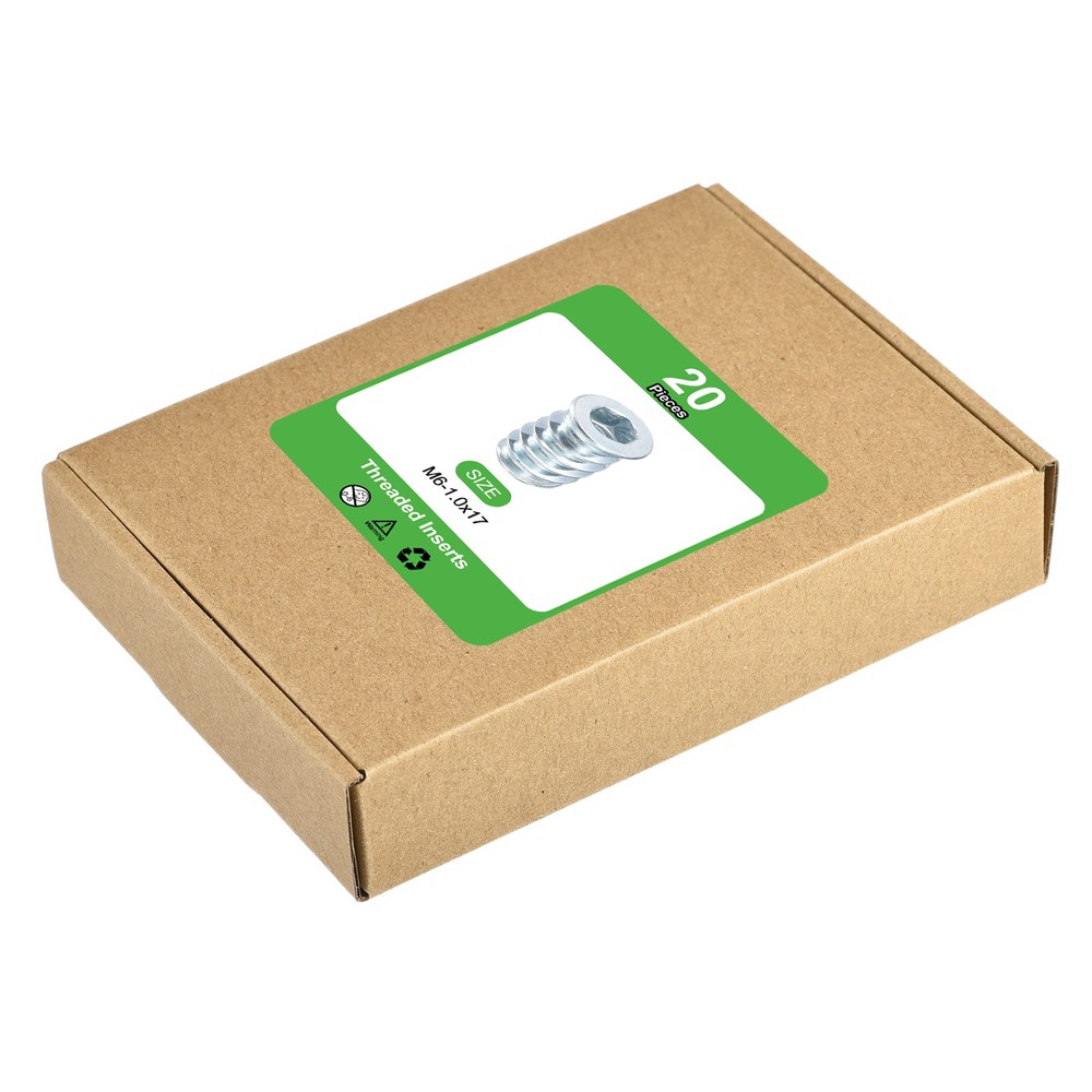 20Pcs Threaded Inserts, M6-1x17 Nut Threaded Inserts for Wood Working Tool