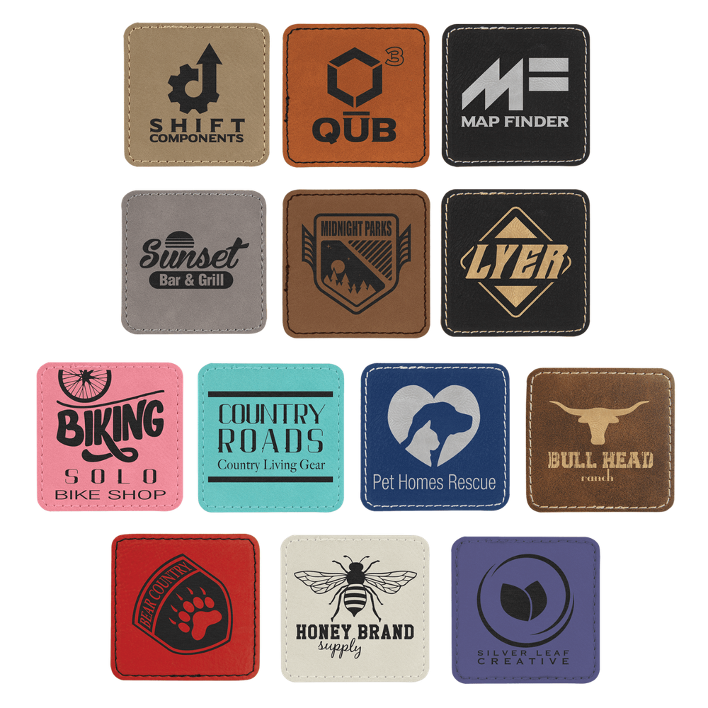 Blank Leather Hat Patches, 10 Pack, Square Laserable Leatherette with Adhesive