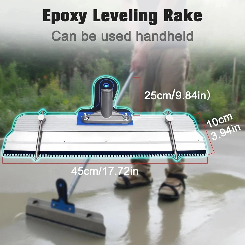 Self-Leveling Cement & Epoxy Floor Tool Kit – Rake, 9” Spike Rollers, 4” Paint R