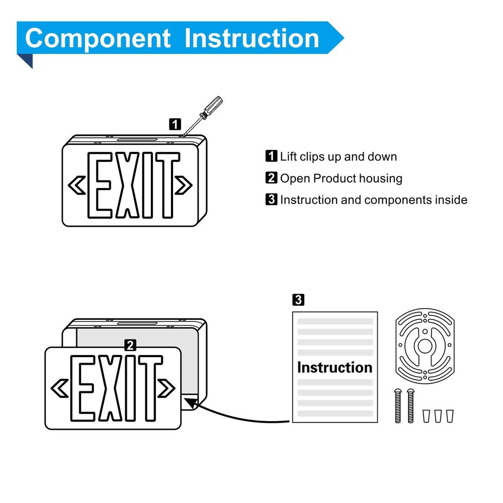 Spectsun 1 Pack LED Exit Sign, Emergency Exit Light with Battery Backup, Doub...