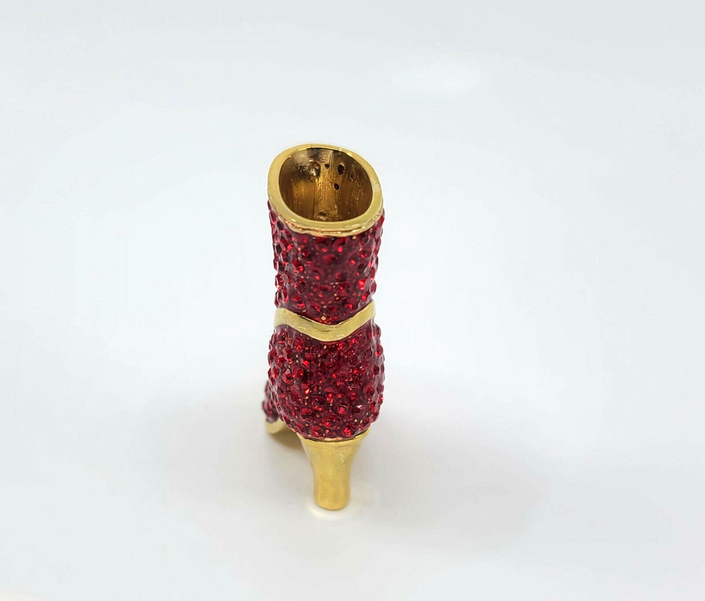 * WOW! RED AND GOLD AUSTRIAN CRYSTAL MINIATURE HIGH-HEELED BOOT *