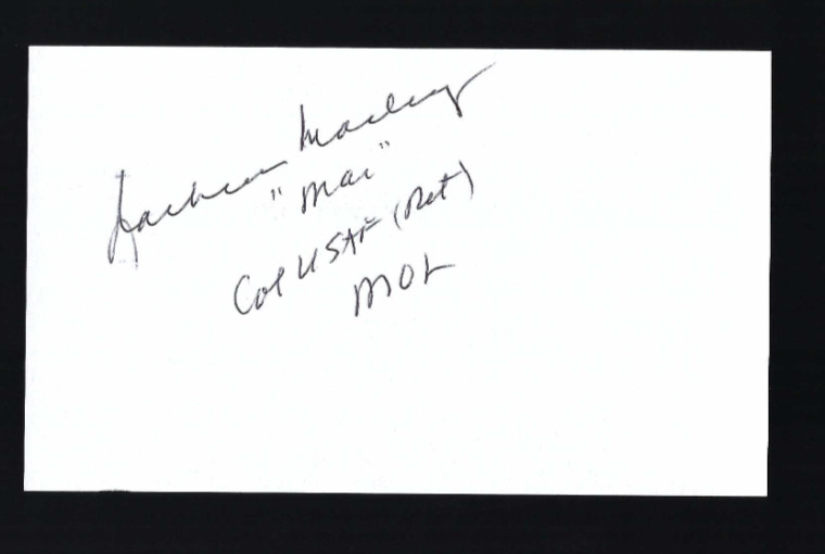 Lachlan Macleay signed 3x5 card USAF MOL Group 1 Astronaut