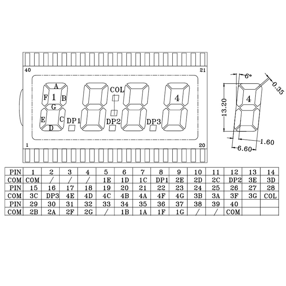 Lot 3V EDC190 LCD Digital Clock Display Module Panel HTN Type Static Driving
