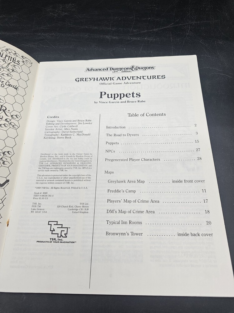 Advanced Dungeons and Dragons Module WG11 Puppets D&D
