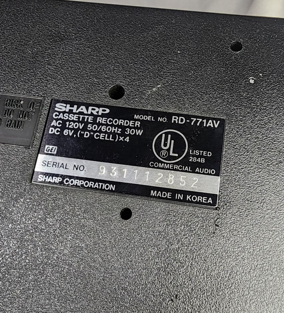 Vintage SHARP RD-771AV Slide Sync Cassette Tape Recorder TESTED