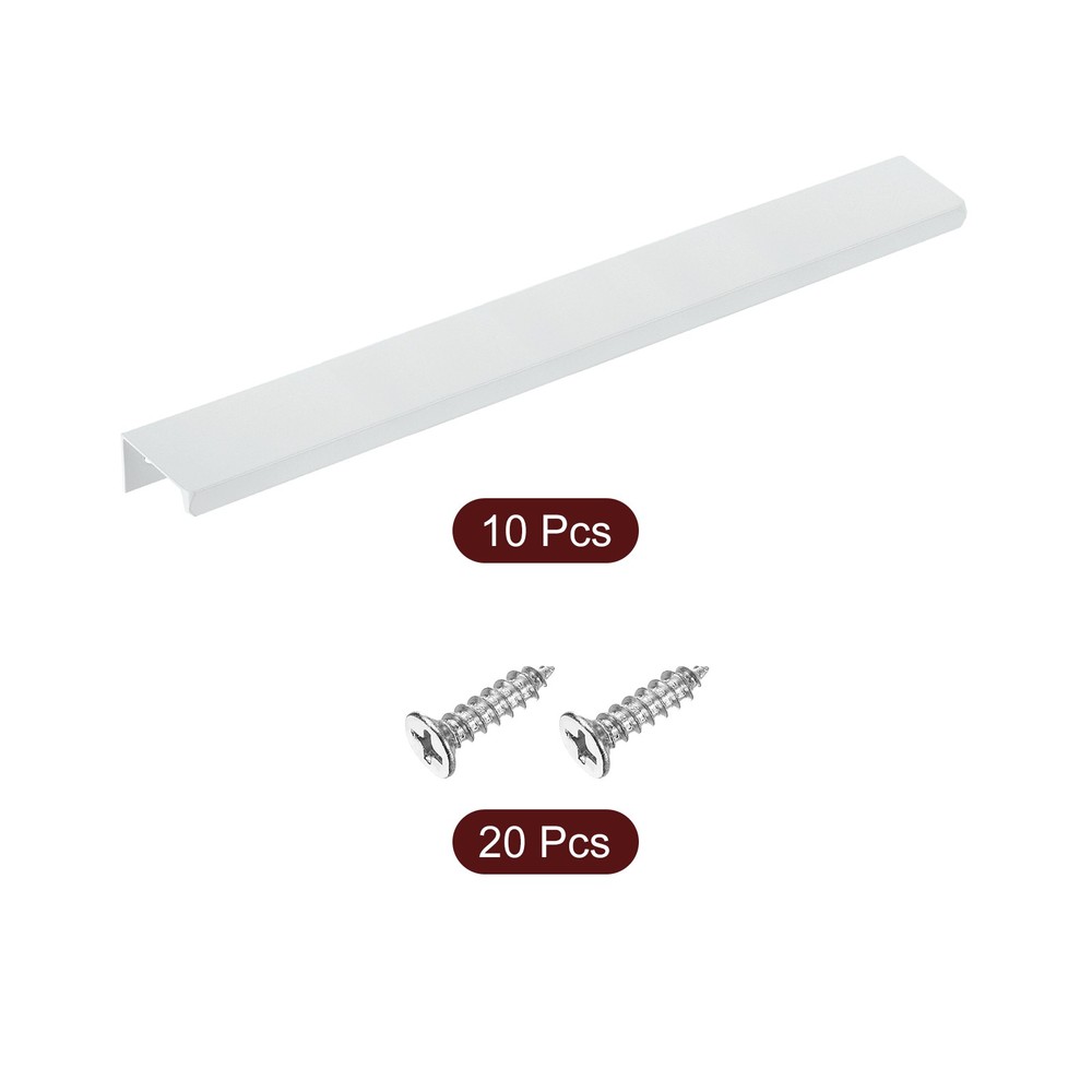Cabinet Edge Finger Pull, 10pcs 250mm / 9.84" Hidden Cabinet Pulls, White