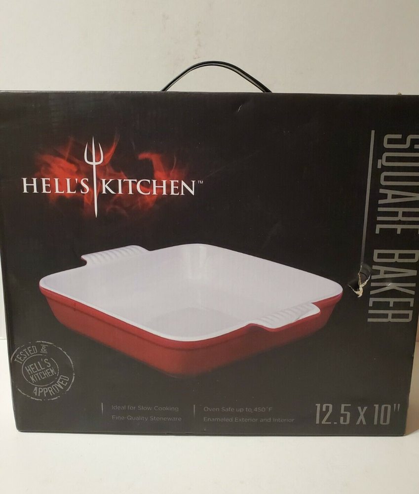 Hell's Kitchen 12.5 x 10 Red Square Baker New Open Box